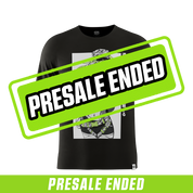 Solid black short-sleeve shirt shown from the back with a classic crew neckline in 6XL size.