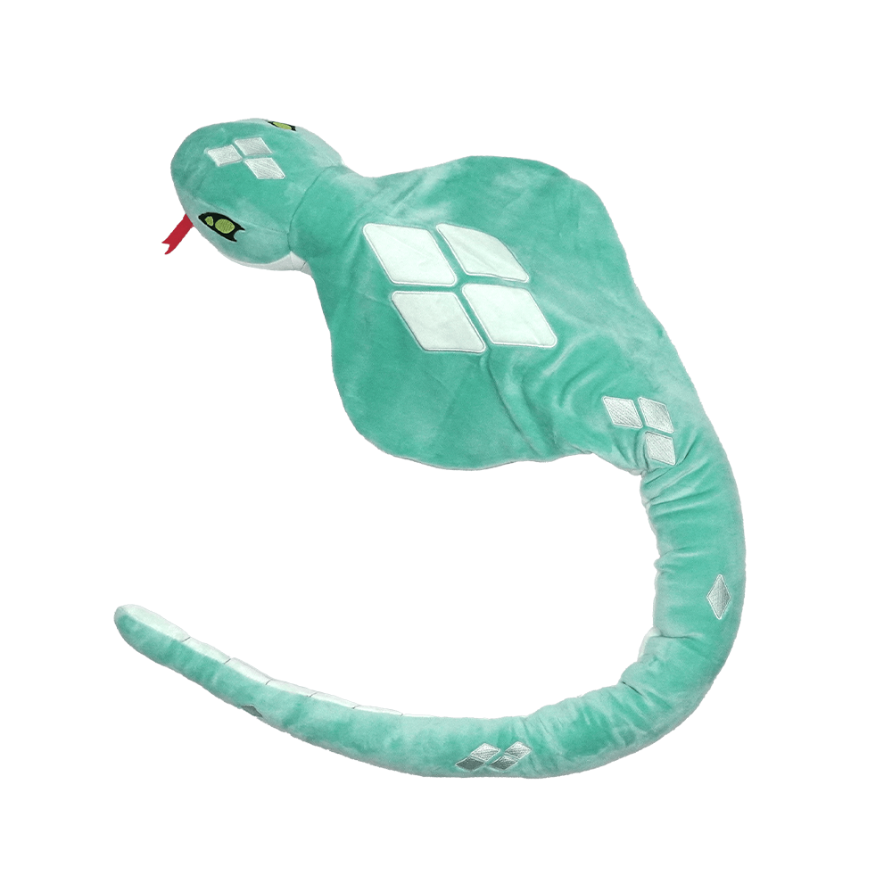 Plush teal snake with diamond pattern