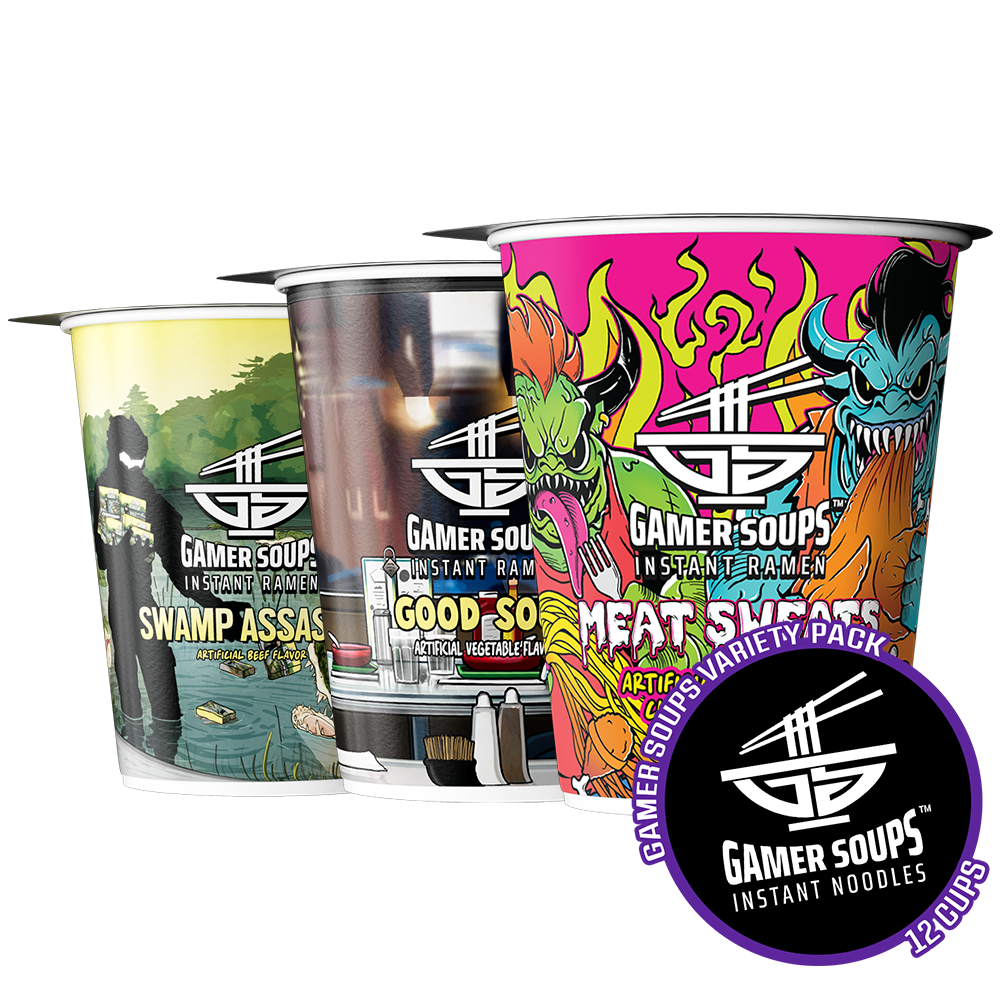 Gamer Soups Instant Noodles - Creator Variety Pack (12 Cup Box)