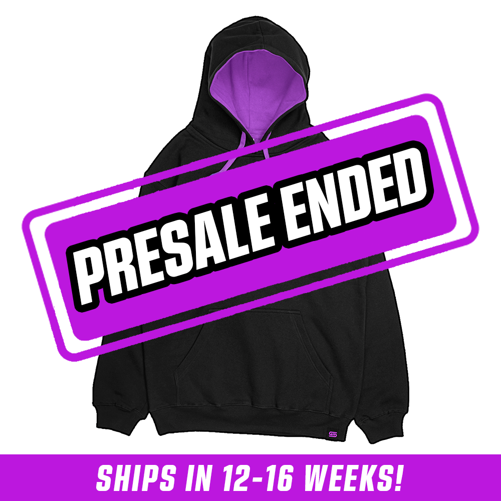 Black hoodie with a large 6XL size featuring extended length, wide bust, and roomy shoulder and armhole measurements.