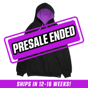 Black hoodie with a large 6XL size featuring extended length, wide bust, and roomy shoulder and armhole measurements.