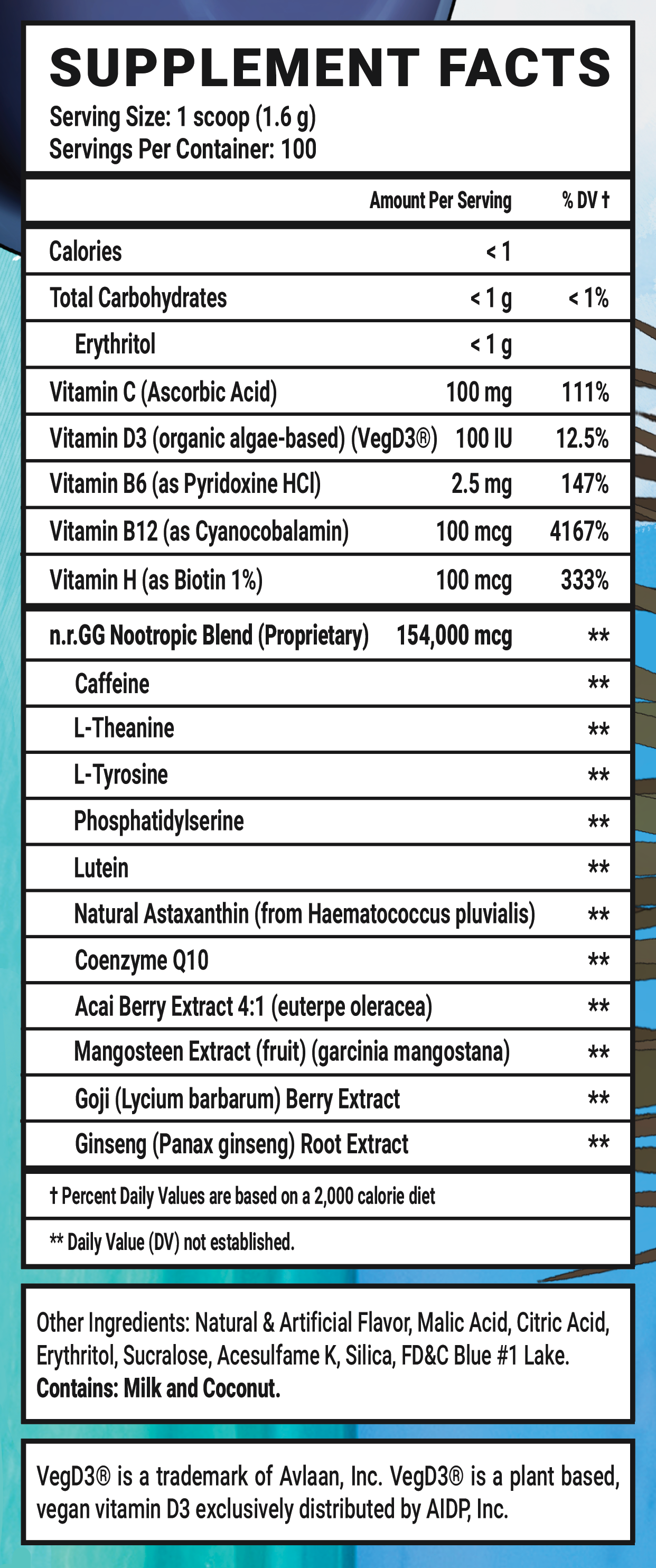 Blo'Hole Blast - 100 Servings Nutrition Chart