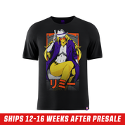 Solid black short-sleeve shirt in 6XL size shown from the back with a crew neckline.