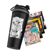 Matte black metal shaker cup with gray lid and bold white "Waifu Cups" logo on the side.