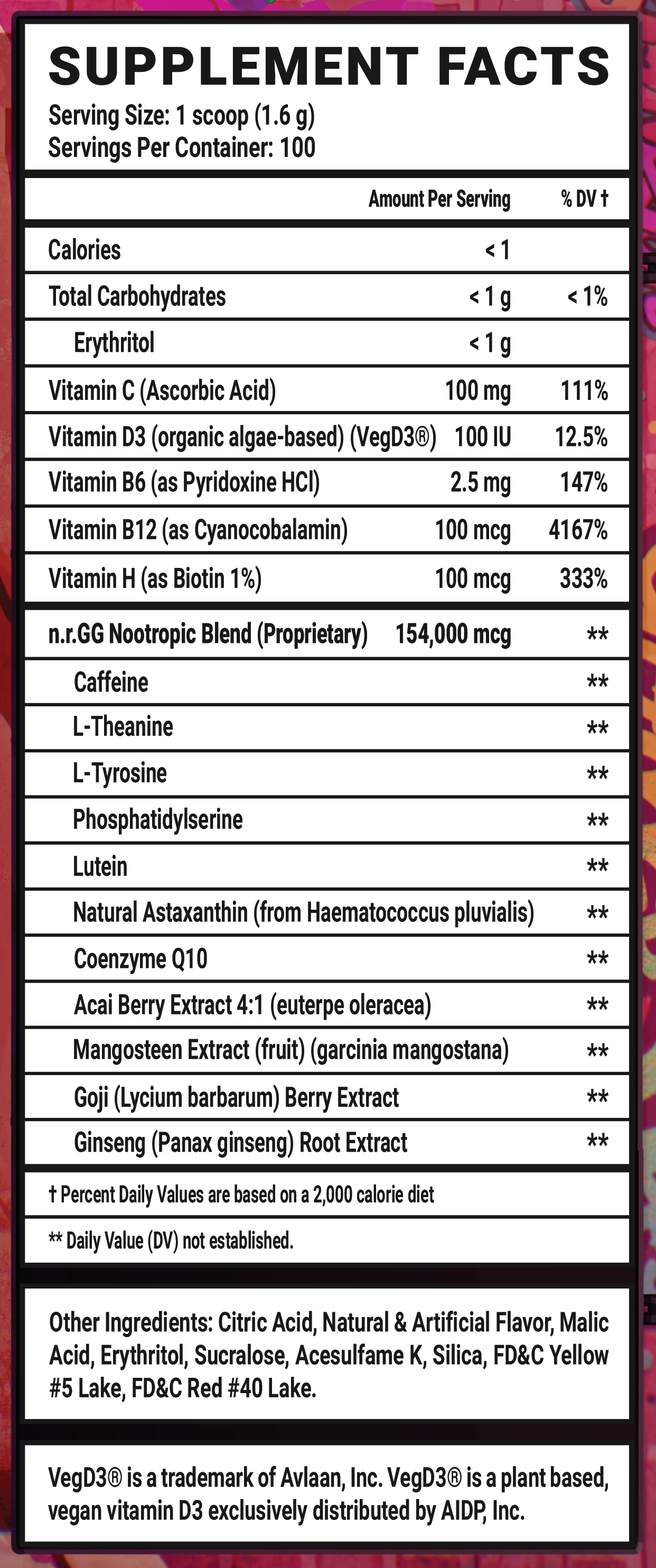 Kissy Kissy Passion GG by Numi - 100 Servings Nutrition Chart