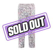 3XL pajama pants with a colorful comic-style print featuring pink-haired characters in glasses and blue outfits.