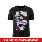 Solid black short-sleeve t-shirt in 6XL size shown from the back with a round neckline.