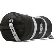 front of oki gym bag showing strap with kanji, angled to show side 