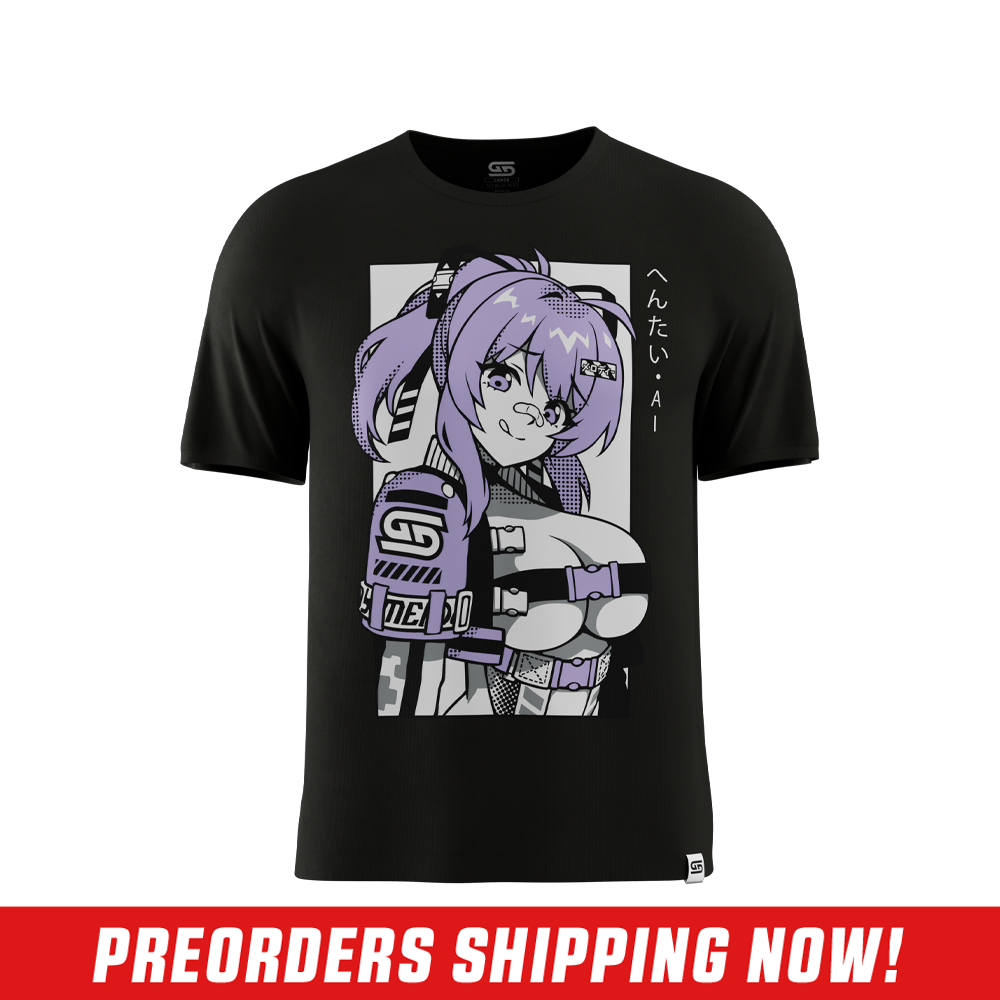 Black short-sleeve crewneck shirt shown from the back in size 6XL with no visible design or logos.