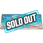 Mouse pad with anime girl in white bikini and sunhat on a beach background with blue sky and ocean.