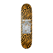 Natural wood grain skateboard deck with a smooth, light brown finish and pre-drilled holes for trucks.