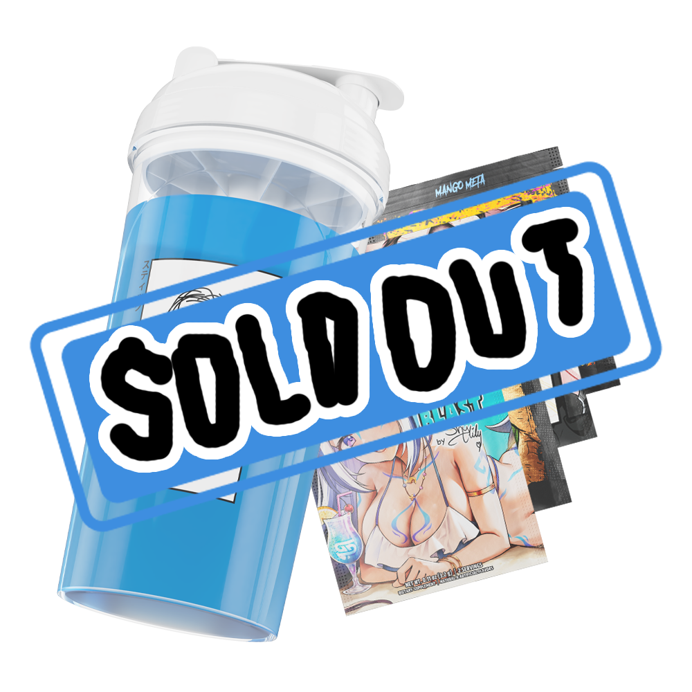 Clear plastic shaker bottle with a white lid and a bold black stylized "GD" logo on the side