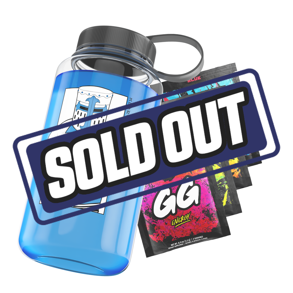 Clear jug with black lid featuring a monochrome knight wearing a varsity jacket and Japanese text on the side.