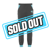 Black jogger pants with bright blue pocket accents and matching blue ankle cuffs in 3XL size.