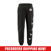 Black sweatpants with elastic cuffs, side pockets, and a drawstring waistband in 3XL size.