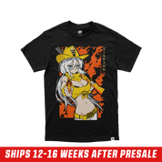 Black oversized short-sleeve cotton shirt shown from the back in size 6XL.