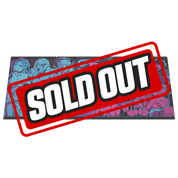 Mouse pad featuring blue and pink anime-style female characters in various poses on a black background.