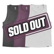 Plain light gray sleeveless tank top with a small black logo tag at the bottom hem in size 6XL.